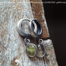 OLIVE-GRAY-SILVER kolczyki z turmalinu i srebra