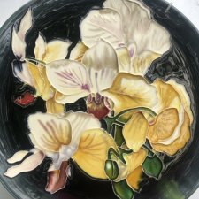 Benaya art on decorative plate irises Hand crafted art on ceramic 30 cm