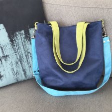 Torba hobo L - niebieski, limonka, turkus