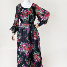 Sukienka maxi kwiaty vintage lata 70-te 70's hippie boho