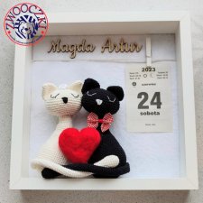 Personalizowana pamiątka ślubna z kotami handmade
