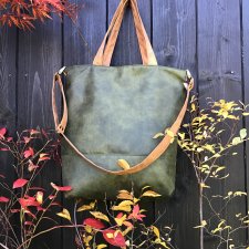 Torba hobo XXL - zieleń, cynamon