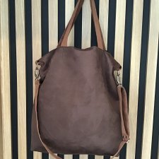 Torba hobo XXL - ciemny brąz, karmel