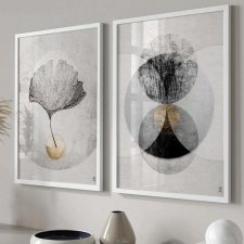 Zestaw plakatów - 50x70 cm abstrakcja z liściem miłorzębu