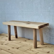 Ławka do przedpokoju drewniana, z litego drewna, ławeczka, ryczka, siedzisko na korytarz, rustykalne meble z litego drewna, Jesionowa, boho