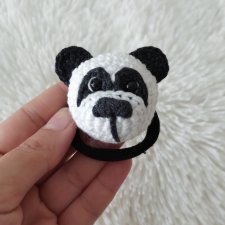 szydełkowa gumka do włosów panda