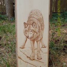 Wilk - obraz wypalony na drewnie, dekoracja drewniana,  pirografia