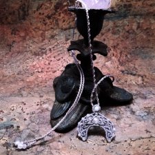 LUNULA słowiańska sierp księżyca z turmalinem kamienie naturalne Delfina Dolls mikro makrama
