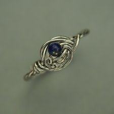 Mini pierścionek lapis lazuli, wire wrapping stal chirurgiczna