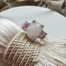 Rose Quartz Sterling Silver Ring ❤ Naturalny różowy kwarc ❤