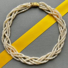 Vintage 70/80s Natural Freshwater Pearls Necklace ❤ 5 sznurowy naszyjnik - Czar i elegancja z natury ❤