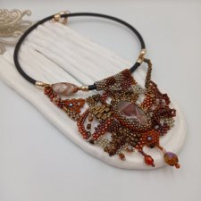 Elegancki, wysadzany koralikami kołnierz typu choker z agatem Ręcznie robiona biżuteria