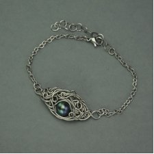 Bransoletka z perłą, perły, wire wrapping, stal chirurgiczna