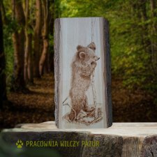 Niedźwiadek, miś - obraz na drewnie, dekoracja drewniana, pirografia