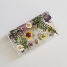 Kwiatowy portfel, niezywkły prezent, suszone kwiaty dla fana roślin, prywatna łąka, prezent dla niej