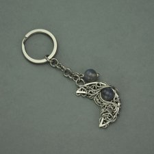 Breloczek brelok księżyc z labradorytami ze stali chirurgicznej wire wrapping labradoryt