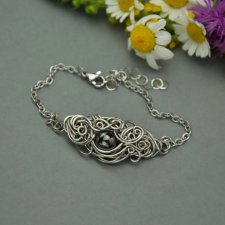 Bransoletka hematyt oryginalna wire wrapping, stal chirurgiczna