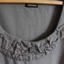 ciekawe detale bluzka vintage szary top GERRY WEBER