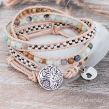 Bransoleta Boho Amazonit i Jaspis