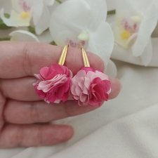 Małe kolczyki kwiaty, klipsy kwiaty, różowe kolczyki, kolczyki różowe kwiatki