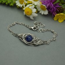 Bransoletka sodalit, wire wrapping, stal chirurgiczna