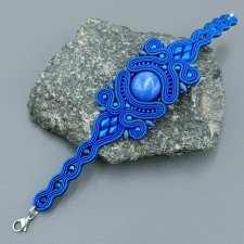 Bransoletka chabrowa z sutaszu z jadeitem