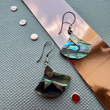 Modern Art Jewelry ❤ Vintage Rainbow Abalone Paua Shell Earrings ❤ Srebro i muszla ❤ Kolczyki