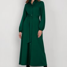Sukienka maxi na guziki, z kołnierzykiem - SUK204 zielony