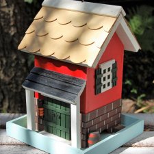 Skandynawski domek, drewniany model 3D, wisząca dekoracja, zawieszka