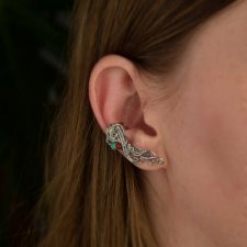 Oryginalna nausznica kolorowa kamienie naturalne kolczyk wire wrapping