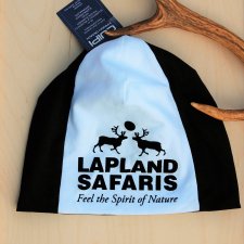 Laponia, Finlandia, czapka czarno-biała unisex, Lapland Safaris, bawełna