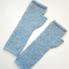 Jesienne rękawiczki bez palców błękitne