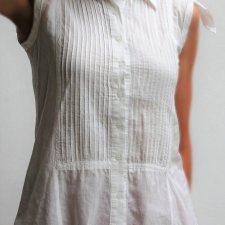 Bluzka damska RCC, 36 S, plisowana, biała, na guziki, wiązane rękawy