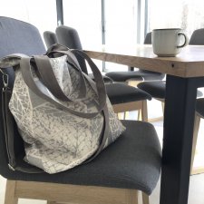 Torba hobo XXL - print szare liście