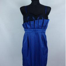 Izabel kobaltowa sukienka mini z koronką / M