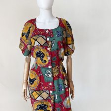 Sukienka vintage w kubistyczne wzory