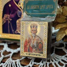 Święty Mikołaj z Miry, ikona rosyjska na desce, druk