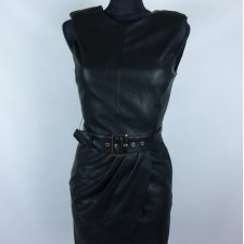 ZARA Basic sukienka eko skóra z paskiem - S mex 26