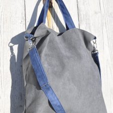 Torba hobo XXL - szarość, kobalt