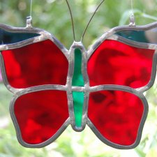 Czerwony motyl, witraż Tiffany