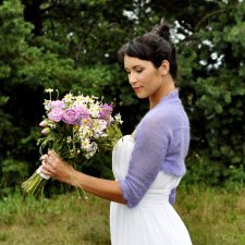 Bolerko ślubne lekkie weselne, kardigan moherowy do suknii ślubnej, narzutka ślubna - kolor lawendowy