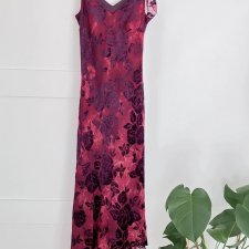 Romantyczna sukienka midi velvet róże vintage retro