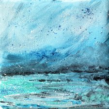 Obraz mini ręcznie malowany abstrakcja pejzaż morze