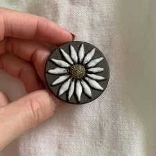 Broszka vintage przypinka ceramiczna ręcznie robiona kwiat