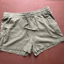 Lniane spodenki H&M len krótkie szorty khaki HM luźne letnie