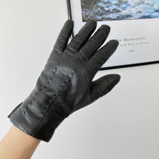 Czarne skórzane rękawiczki vintage ocieplane klasyczne eleganckie