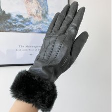 Skórzane rękawiczki z futerkiem vintage retro klasyczne eleganckie
