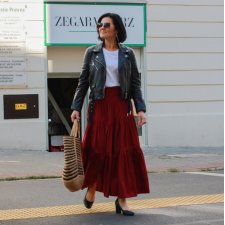 Spódnica maxi boho kolor bordo z gumkami w pasie XS/S