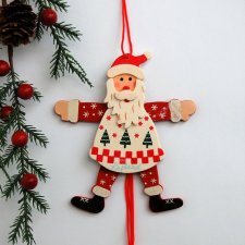 Finlandia, Laponia, święty Mikołaj ruchomy, zawieszka drewniana na choinkę