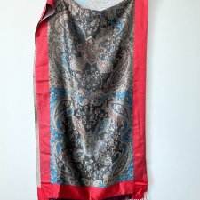 Duży jedwabny szal Lorenzo Cana wzory paisley ornamenty pashmina